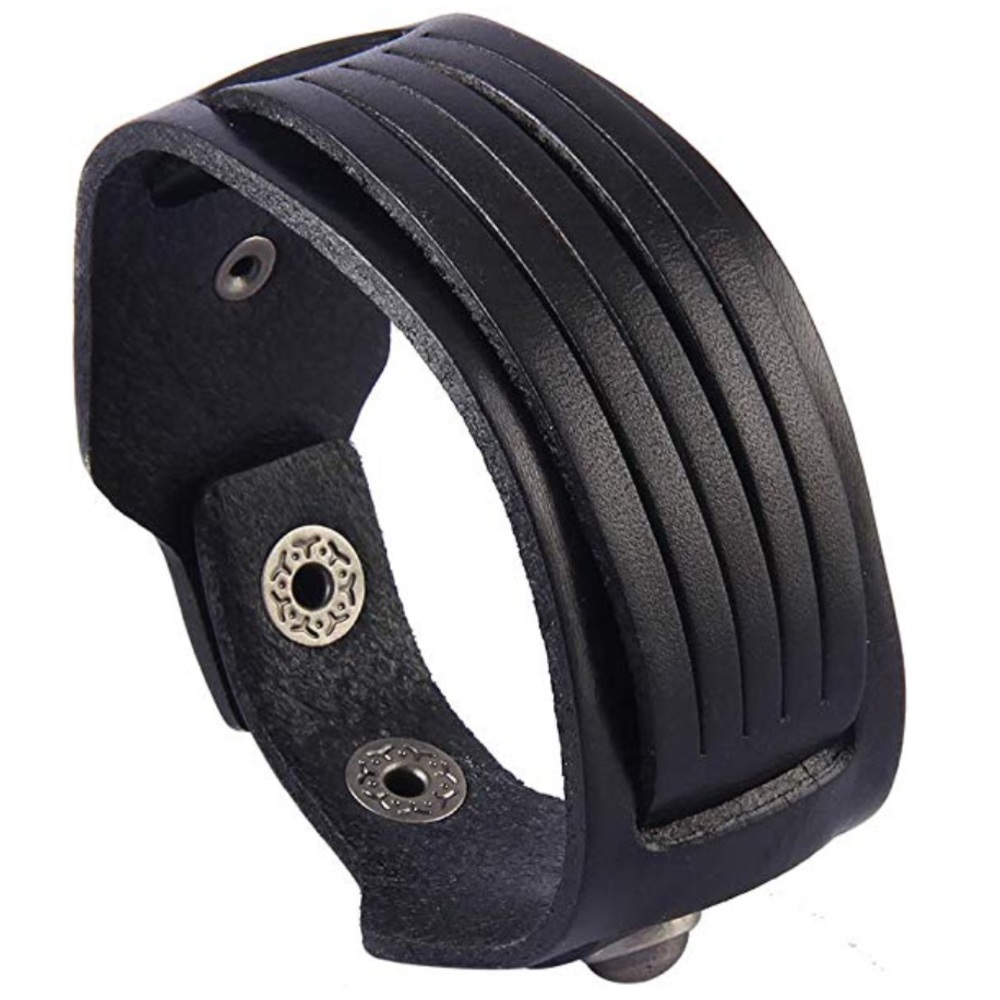 Punk Leather Bracelet Handmade Cuff Bangle